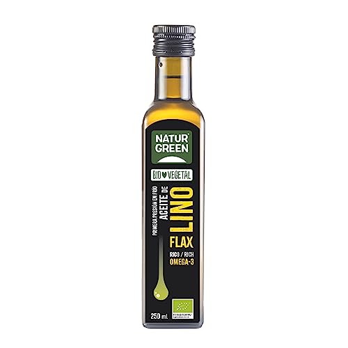 NaturGreen - Aceite Lino Bio, 100% Aceite de Semillas de Lino Ecológico, Rico en Omega-3, Primera Presión