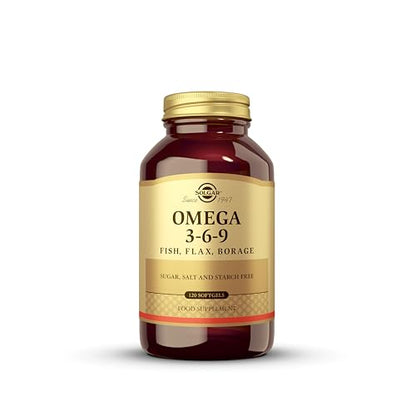 Solgar | Omega 3-6-9 | Aceite de Pescado, Lino y Borraja | Ácidos Grasos | 120 Cápsulas blandas