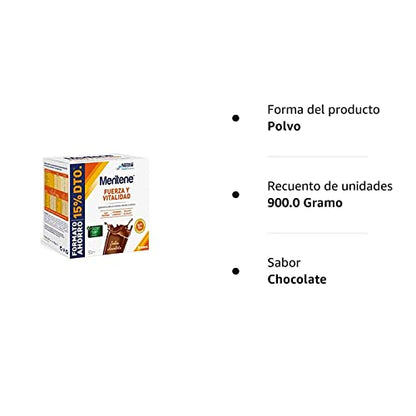 Meritene Fuerza Y Vitalidad Batido Nutricional En Polvo, Sabor Cocolate, 30 Sobres