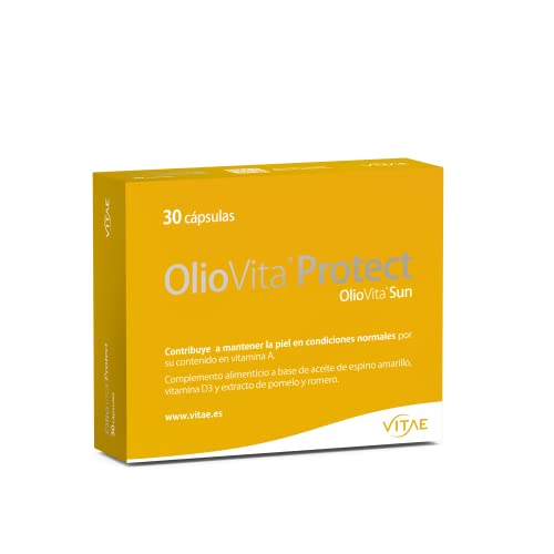 Vitae OlioVita Protect fotoprotector oral con aceite de espino amarillo, extracto de pomelo y romero, y vitamina D - 30 cápsulas