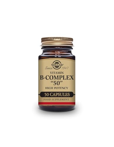 Solgar | Vitamina B-Complex "50" Alta potencia | Metabolismo energético y Rendimiento Intelectual |Reduce el cansancio y la fatiga | 50 Cápsulas vegetales