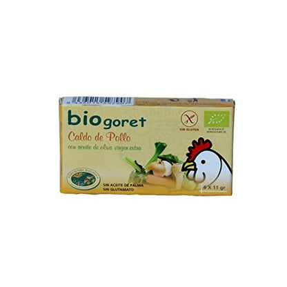 Biogoret Cubitos de Caldo de Pollo Ecológicos (6 Unidad x 11 gr) Paquete de 1