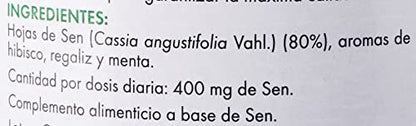 Roha MAX - Complemento alimenticio para regular tránsito intestinal, bote 60 g, hojas de sen, aromas de hibisco, regaliz y menta, masticable o infusión, FAES FARMA