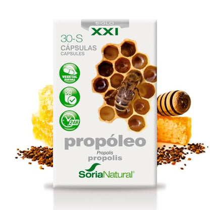 Soria Natural 100 % natürliches reines Propolis – Nahrungsergänzungsmittel mit Propolis – stärkt die Abwehrkräfte und reguliert das Immunsystem, antiseptisch und entzündungshemmend – 30 Kapseln