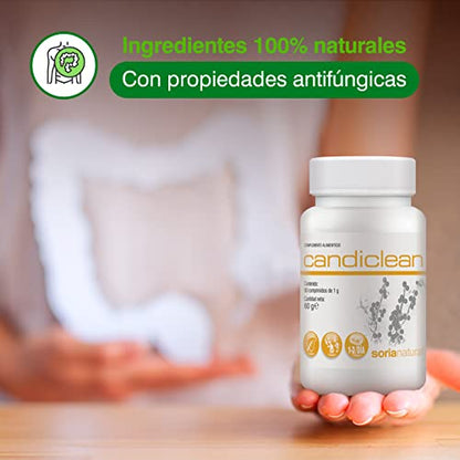 Soria Natural Candiclean – hilft bei der Bekämpfung und Vorbeugung von Candida – natürliche und leistungsstarke Formel – stärkt das Immunsystem – 60 Tabletten