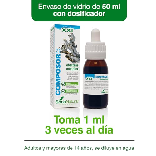 Soria Natural Composor 21 Obestane Complex – Hinojo, Fucus, Alcachofera, Té Verde, Frángula, Minerales y Vitamina B6 – Ayuda a Controlar Tu Peso - Ayuda en las dietas de Control de Peso - 50ml