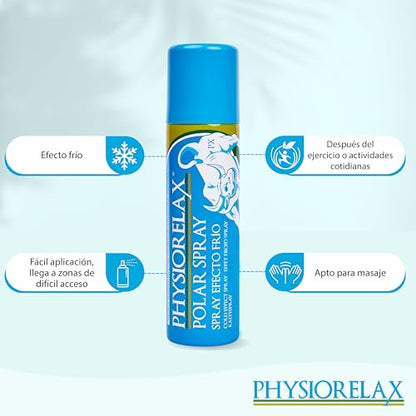 Physiorelax Polar Spray Cold Effect for Massage | Special Legs and Feet | Natural Ingredients 150 ml