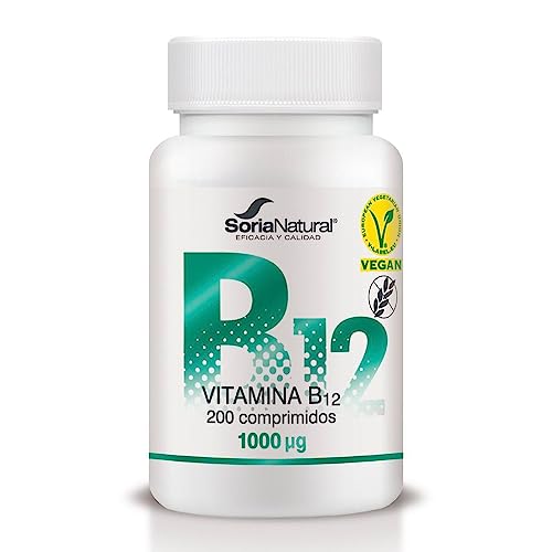 Soria Natural Vitamina B12 1000μg | 200 comprimidos para +6 Meses | Muy Alta Concentración y Liberación Sostenida para Mejor Absorción | Indicado para cansancio, fatiga, regular sistema nervioso