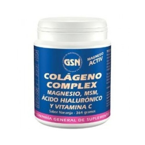 GSN | Colágeno Complex | Protección y Flexibilidad Articular | Fortalecimiento y Cuidado Piel, Huesos y Articulaciones | Colágeno con MSM, Magnesio, Vitamina C y Ácido Hialurónico | Naranja | 364grs.