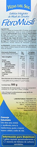 HIJAS DEL SOL Galletas Integrales de Muesli de Cereales, con Chocolate - 500 gr