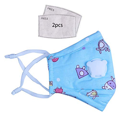 Yeptop Kids Mascar-illa De Algodón con Válvula De Respiraci-ón 2Pcs Fil-tros De Carbón Activado Cartoon Whale Animal Ǎnti Dǔ-st P,M-2.5 Tapa De La Boca