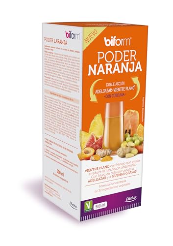 BIFORM PODER NARANJA - COMPLEMENTO ALIMENTICIO - Sabor a Naranja con Doble Acción Adelgazar y Vientre Plano - para Combinar con tu Bebida Favorita - 500ml