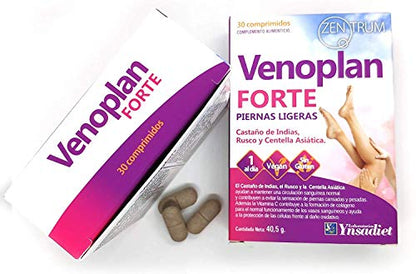 YNSADIET VENOPLAN 30 Comprimidos, Castaño de Indias + Rusco + Centella Asiatica + Vitamina C, Mejora La Circulación Para Unas Piernas Ligeras, Contra Las Varices - 1 Comprimido Al Día