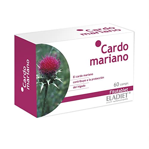 Complemento Alimenticio de Cardo Mariano - 60 Comprimidos - Ayuda a Mejorar el Funcionamiento del Sistema Digestivo - Protege las Funciones del Hígado - Propiedades Depurativas - Eladiet