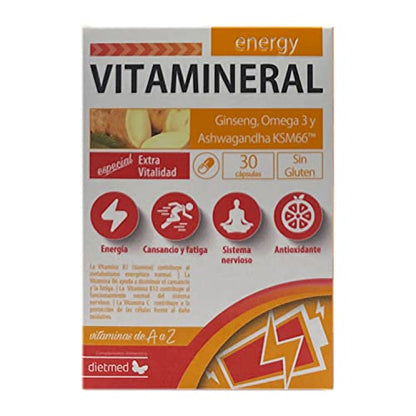 DIETMED Vitamineral Energy-30 Cápsulas, Único, Estándar, 30