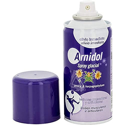 Arnidol - Spray Glacial, Refresca, Calma y Alivia las Lesiones Musculares y Articulares, con Árnica, Harpagofito y Mentol - 150 ml