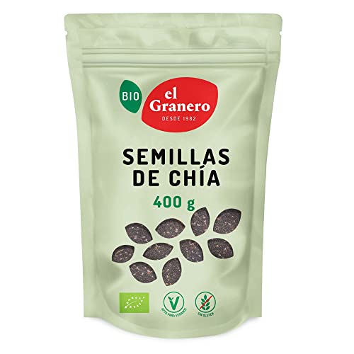 El Granero Integral - Semillas de Chía BIO - 400 g - Fuente de Proteínas y Ácidos Grasos Omega-3 - Ricas en Fibra, Minerales y Antioxidantes - Aptas para Veganos