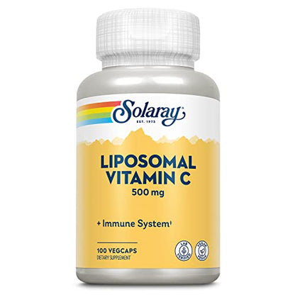 SOLARAY Liposomal Vitamin C 500mg, Fat Soluable Vitamin C, Vegcaps, Sin Sabor, 100 Unidad,