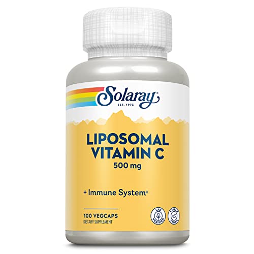 SOLARAY Liposomal Vitamin C 500mg, Fat Soluable Vitamin C, Vegcaps, Sin Sabor, 100 Unidad,