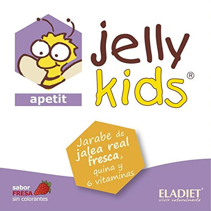 Complemento Alimenticio Jelly Kids Apetit - 250 ml - Elaborado a Base de Jalea Real y Quina - Ayuda a Abrir el Apetito y Reforzar el Sistema Inmune - Alta Concentración de Vitaminas - Eladiet