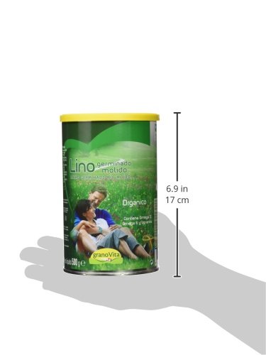 Granovita - Lino Germinado Molido - 100 % Natural - Rico en Omega 3 - Fuente de Proteínas - Mejora la Absorción de Nutrientes - Origen Vegetal - Apto para Veganos - 500 g