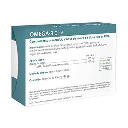 Omega 3 - 40% DHA con Aceite de Algas - Favorece el Buen Funcionamiento del Sistema Nervioso - Ayuda a Mantener un Estado Óptimo de Visión - 60 Perlas - 100% Vegetal - Eladiet, 60 unidad, 1