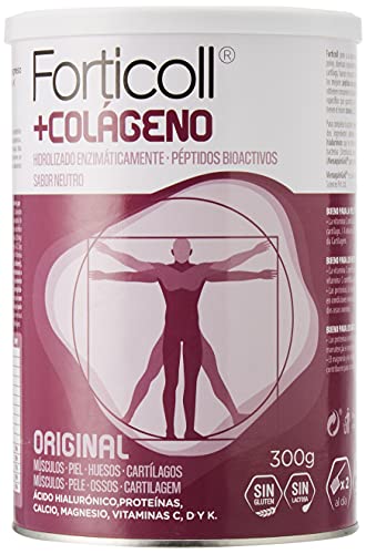 NaturGreen - Forticoll Colágeno Péptidos bioactivos en polvo sin gluten o lactosa, sabor Original, 300 gr