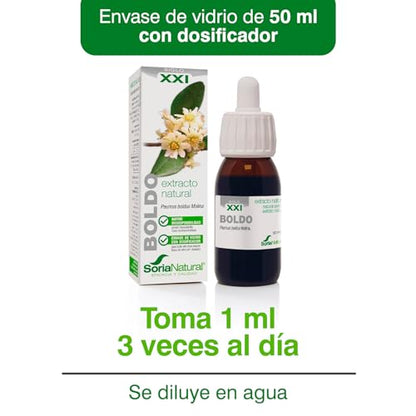 Soria Natural Boldo Extracto - Favorece la Depuración Hepática, Apoya la Digestión y Ayuda a Eliminar Líquidos - 100% Puro - Suplemento de Boldo para la Salud de los Hepática - Botella de 50 ml