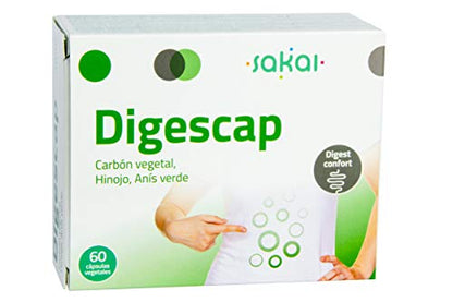 Sakai – Digescap- Acaba con las digestiones pesadas – Alivia los Gases y la hinchazón abdominal – Calma las molestias digestivas - Con Carbón Vegetal, Hinojo y Anís Verde