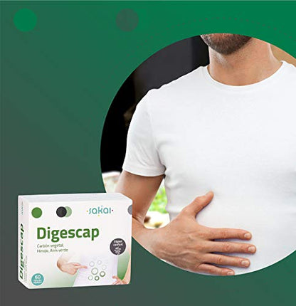 Sakai – Digescap- Acaba con las digestiones pesadas – Alivia los Gases y la hinchazón abdominal – Calma las molestias digestivas - Con Carbón Vegetal, Hinojo y Anís Verde