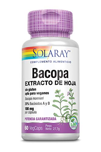 Solaray Bacopa 100mg | Bacopa Monnieri | 60 VegCaps, 60 unidad, 1