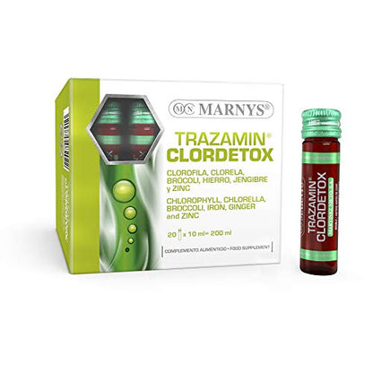 MARNYS Trazamin Clordetox - Micro Algas, Hierro y Zinc - mantenimiento de la función intestinal - Efecto antioxidante - 20 Viales