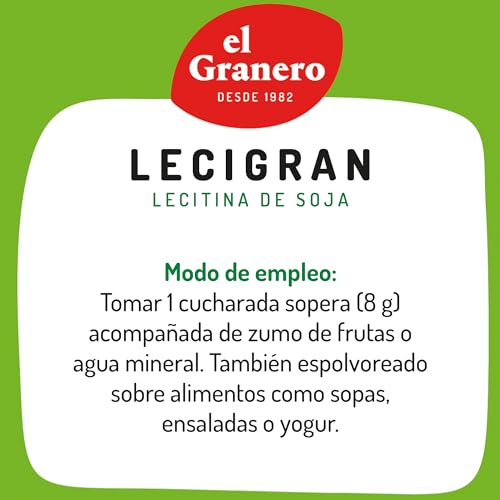 El Granero Integral - Lecigran, Lectina de Soja - 500 g - Rico en Vitaminas y Minerales - Favorece el Tránsito Intestinal - Beneficiosa para la Circulación Arterial - No GM - Apta para Veganos