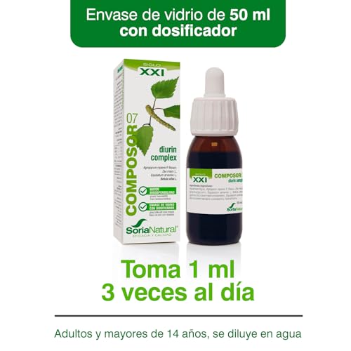 Soria Natural Composor 07 Diurin Complex – Con Grama, Estigmas de Maíz, Cola de Caballo y Abedul – Favorece la Eliminación de Líquidos - Apoya la Depuración y la Renovación del Organismo - 50ml