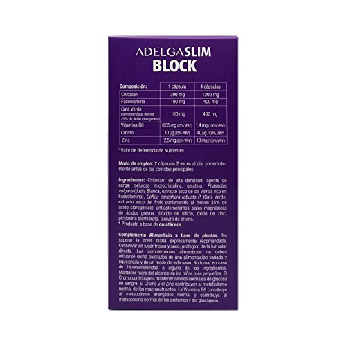 DietMed Adelga Slim Block Suplemento - 60 Cápsulas, color Blanco, 200 ml