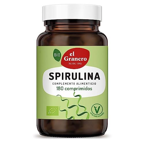 El Granero Integral - Spirulina Bio - Apto para Veganos - 180 Comprimidos - Complemento alimenticio Elaborado a Base de Alga - Ayuda a Prevenir la Oxidación Celular y a Mejorar la Resistencia