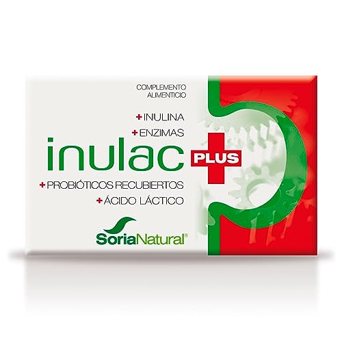 Soria Natural Inulac Plus - Probióticos y Prebióticos intestinales, Enzimas digestivas - Alivia la pesadez, Favorece la digestión - Ayuda en Estreñimiento, Diarrea, Flatulencias -24 comprimidos