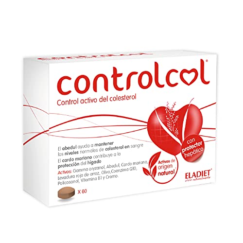 Complemento Alimenticio Controlcol - 60 Comprimidos -a Base de Levadura Roja de Arroz - Mejora la Salud Cardiovascular - Contribuye a la Protección del Hígado y sus Funciones - Eladiet