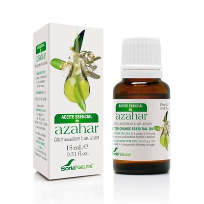 Soria Natural Azahar Aceite Esencial – Con Citrus aurantium – Ingredientes 100% Naturales - Propiedades Terapéuticas - Aceite Esencial 100% Puro - Frasco con gotero de 15 ml.