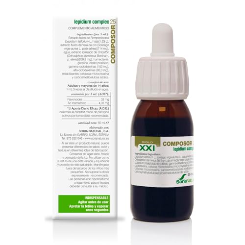 Soria Natural Composor 25 - Rompepiedras, Vara de Oro, Ciclodextrinas - Salud hepática, útil en caso de piedras y cálculos, diurético - Bote de 50ml