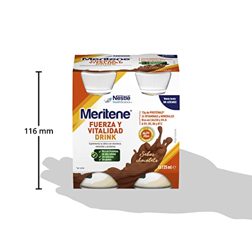 Meritene Fuerza y Vitalidad – Suplemento Alimenticio Formato Listo para Tomar – Batido de Proteínas Vitaminas y Minerales – Chocolate – Suplemento Nutricional y Refuerzo del Sistema Inmunitario