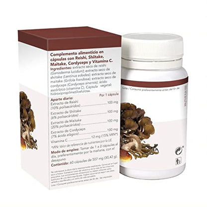 Inmuni Fungi - 60 Cápsulas - Elaborado a Base de Reishi y Shiitake - Con Vitamina C - Ayuda a Reforzar el Sistema Inmunitario - Acelera la Recuperación y Reduce la Fatiga - Eladiet