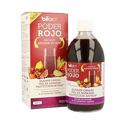 Dietisa Biform Poder Rojo- Fórmula concentrada de extracto de frutas, verduras y plantas con doble acción: adelgazar y reforzar, 500 ml.