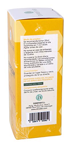 DIMEFAR - Propoldim Jarabe Natural Adultos - Defensas Naturales - Própolis + Equinácea + Vitamina C + Zn +Cu +Mn + Miel +Siropo Agave, 150ml | Jarabe Natural Reforzar Defensas y Garganta