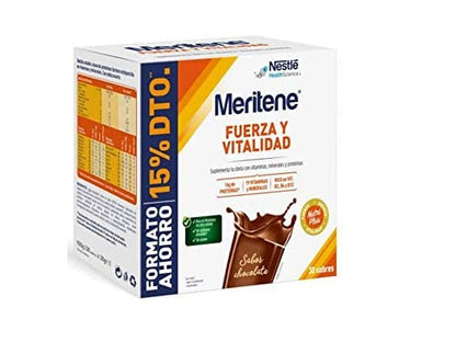 Meritene Fuerza Y Vitalidad Batido Nutricional En Polvo, Sabor Cocolate, 30 Sobres