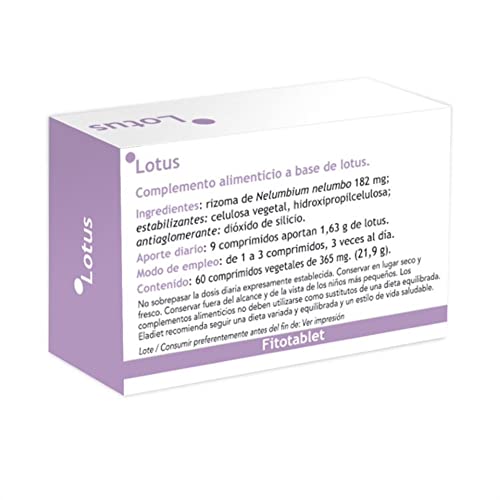 Complemento Alimenticio de Rizoma de Lotus - 60 Comprimidos - Contribuye a Mejorar el Bienestar Mental - Propiedades Antioxidantes - Ayuda a Cuidar el Sistema Inmune - Eladiet