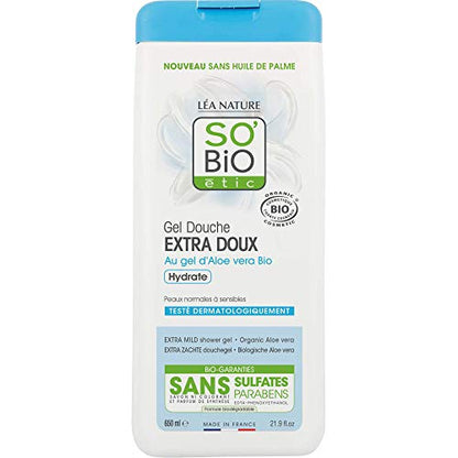 SO'BiO étic Gel de ducha extra suave con aloe vera 650 ml – Lote de 1 padre