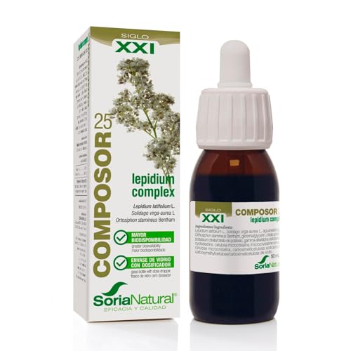 Soria Natural Composor 25 - Rompepiedras, Vara de Oro, Ciclodextrinas - Salud hepática, útil en caso de piedras y cálculos, diurético - Bote de 50ml