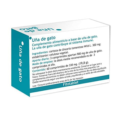 Complemento Alimenticio con Extracto de Uña de Gato - 60 Comprimidos - Ayuda a Fortalecer el Sistema Inmunológico - Propiedades Antioxidantes - Eladiet