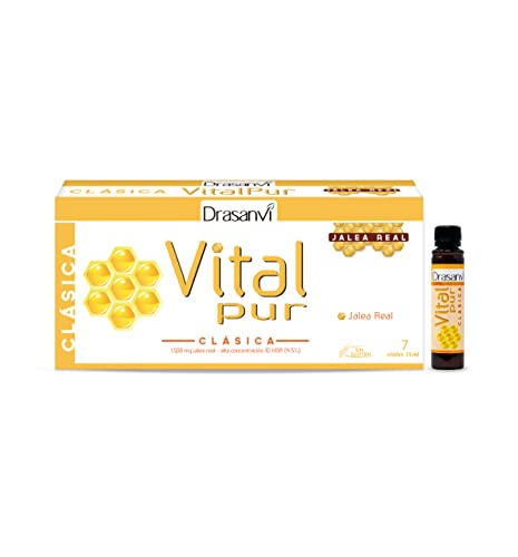 DRASANVI VITALPUR CLÁSICA - Jalea Real - Rica en vitaminas, minerales, ácidos grasos y aminoácidos - SIN GLUTEN - 20 viales x 15ml